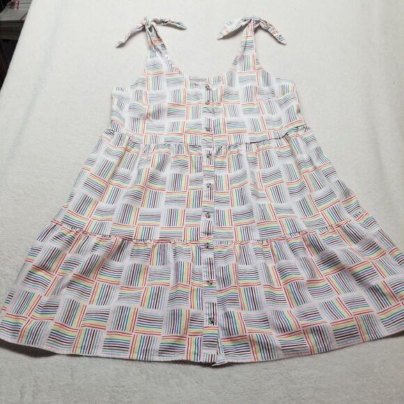 Target L Dress Take Pride Linen Blend Tie Shoulder Rainbow Babydoll Sun Beach - Picture 1 of 7
